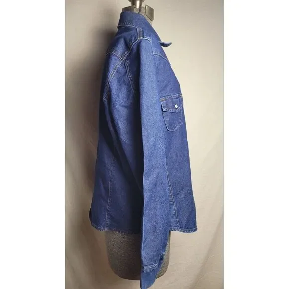 Levi's Western Pearl Snap Button Up Shirt‎ Womens Large L Dark Wash Denim - Picture 5 of 16